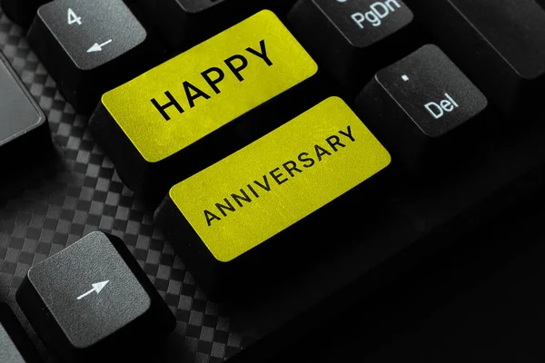 Sign Displaying Happy Anniversary Word Written Annual Special Milestone Commemoration — Stock Photo, Image