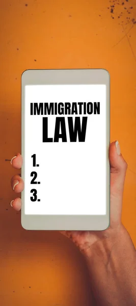 Legenda Texto Apresentando Lei Imigração Abordagem Empresarial Estatutos Nacionais Precedentes — Fotografia de Stock