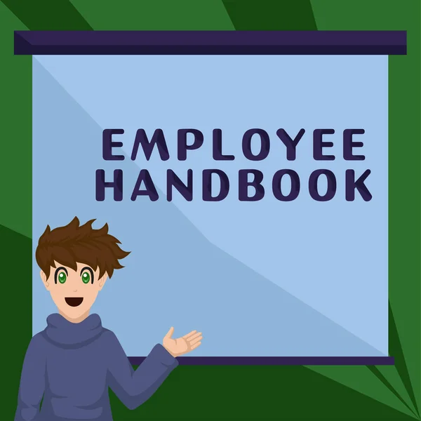 Schreiben Von Anzeigetext Mitarbeiterhandbuch Unternehmensübersicht Dokument Handbuch Regeln Leitfaden Richtlinienkodex — Stockfoto
