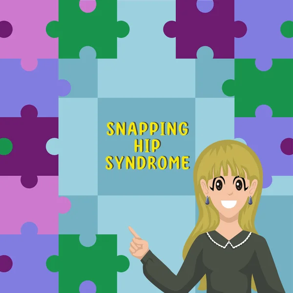 Schreiben Von Textanzeigen Snapping Hip Syndrome Business Schaufenster Akustisches Schnappen — Stockfoto