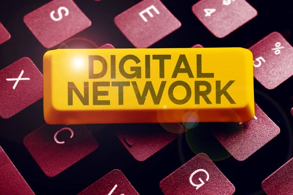 Testo Mano Digital Network Business Overview Network Che Incorpora Commutazione — Foto Stock