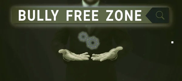 Mão Escrita Sinal Bully Free Zone Palavra Para Ser Respeitoso — Fotografia de Stock