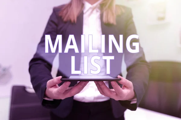 Список Рассылки Word Written List People Who Subscribe Periodic Mailing — стоковое фото