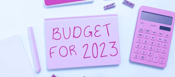 Escribir Mostrando Texto Presupuesto Para 2023 Idea Negocio Estimaciones Escritas —  Fotos de Stock