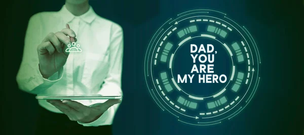 Концептуальний Дисплей Тато Мій Герой Бізнес Ідея Захоплення Вашого Батька — стокове фото