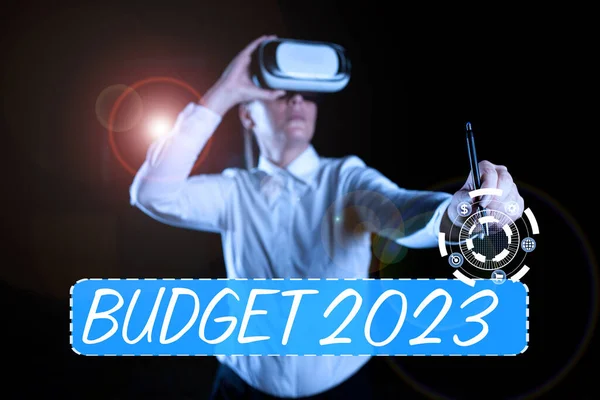 Légende Conceptuelle Budget 2023 Mot Écrit Sur Estimation Des Revenus — Photo