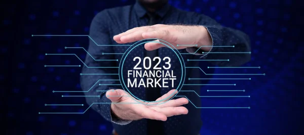 Visualizzazione Concettuale 2023 Mercato Finanziario Business Overview Place Dove Negoziazione — Foto Stock