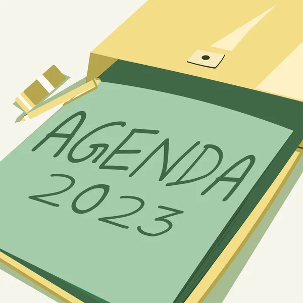 Tekstbord Met Agenda 2023 Begrippenlijst Van Activiteiten Volgorde Waarin Deze — Stockfoto