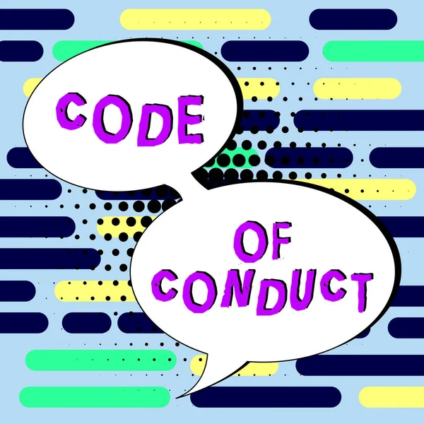 Affichage Conceptuel Code Conduite Parole Écrite Sur Les Règles Éthique — Photo