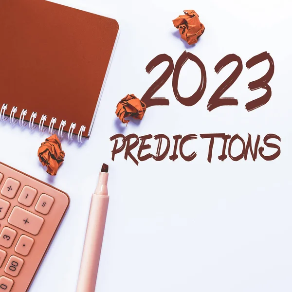 Написання Тексту 2023 Прогнози Інтернет Концепція Список Речей Які Відчуваєте — стокове фото