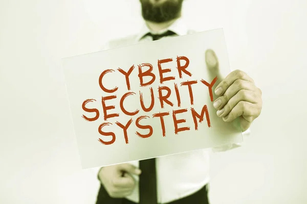 Segno Testo Che Mostra Cyber Security System Concetto Significa Tecniche — Foto Stock