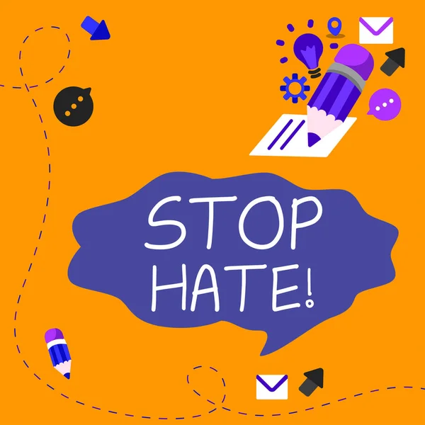 Inspiráció Mutató Jel Stop Hate Üzleti Koncepció Megakadályozza Agresszív Nyomás — Stock Fotó