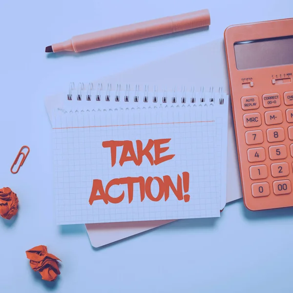 Señal Texto Que Muestra Take Action Concept Significa Hacer Algo —  Fotos de Stock