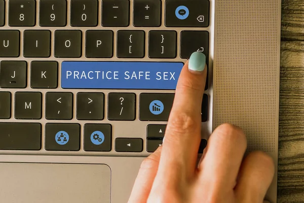 Handschrift Tekst Praktijk Safe Sex Business Aanpak Geslachtsgemeenschap Waarin Maatregelen — Stockfoto