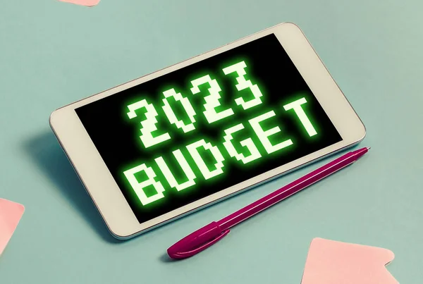 Conceptual Caption 2023 Presupuesto Internet Concept Plan Financiero Empresarial Para —  Fotos de Stock