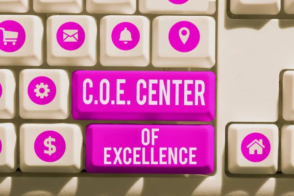 stock image Conceptual display C.O.E. Center Of Excellence, Concept meaning being alpha leader in your position Achieve