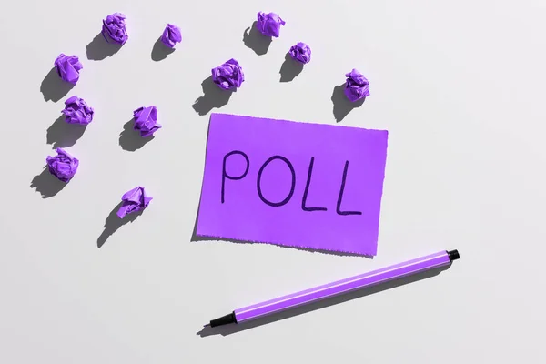 Text Sign Showing Poll Business Overview Record Number Votes Cast — Stock Photo, Image