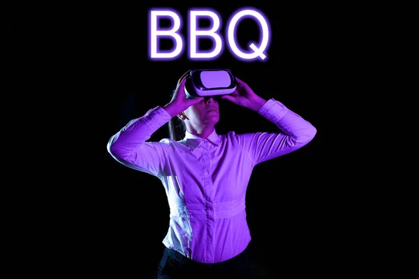 Conceptual Display Bbq Internet Concept Usually Done Outdoors Smoking Meat — Stock Photo, Image