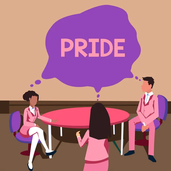 Εννοιολογική Λεζάντα Pride Word Γράφτηκε Για Αίσθημα Της Βαθιάς Ικανοποίησης — Φωτογραφία Αρχείου