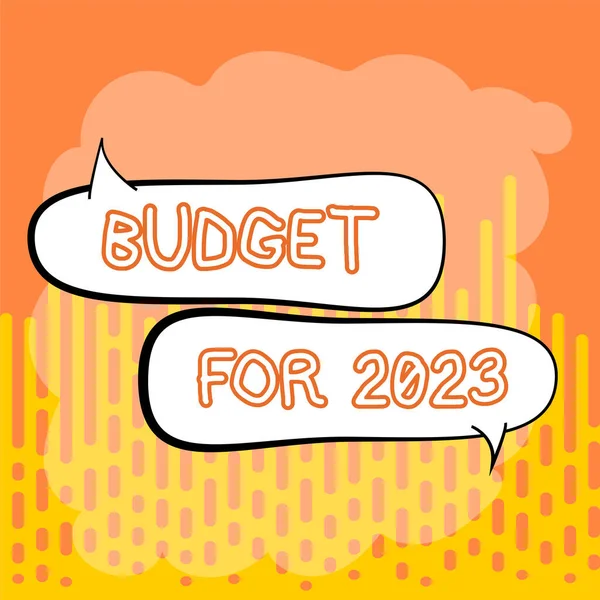 Tekst Der Viser Inspiration Budget 2023 Ord Skriftlige Overslag Indtægter - Stock-foto