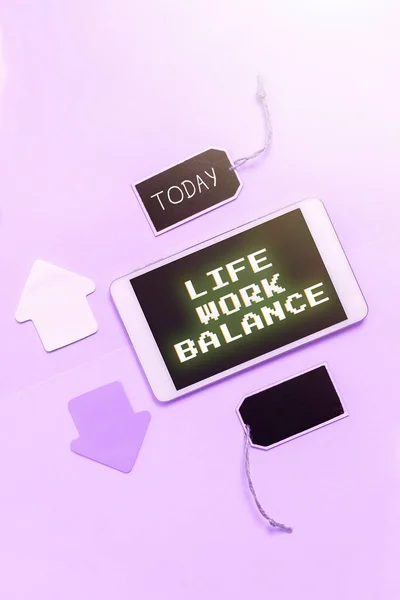 显示生活工作平衡的文字标志 商业展示人在工作和个人时间之间的稳定性 — 图库照片