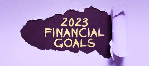 Exibição Conceitual 2023 Objetivos Financeiros Conceito Negócio Mais Alta Qualidade — Fotografia de Stock