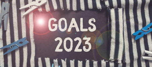 Sign Displaying Goals 2023 Üzleti Megközelítés Azonosítása Valamit Szeretne Elérni — Stock Fotó
