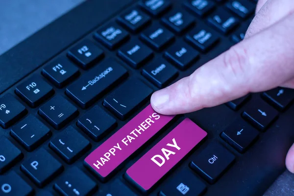 Szöveg Tábla Mutatja Boldog Apák Napja Üzleti Megközelítés Ideje Ünnepelni — Stock Fotó