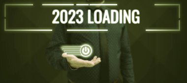 El yazısı metin 2023 Yükleme, Kavram anlamı gelecek yılın reklamı gelecek olayın tahmini