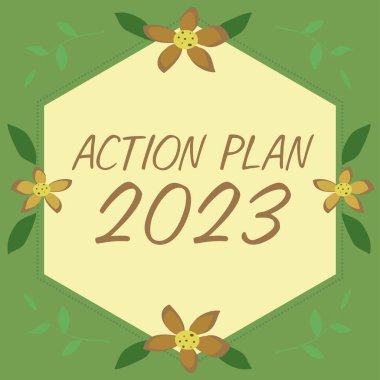Eylem Planı 2023 'ü gösteren imza, yapılacaklar listesi için iş yaklaşımı gelecek yıl yapılacak şeylerin sayısını içeriyor