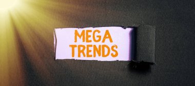 Kavramsal manşet Mega Trends, kavramsal fotoğraf güçlü fenomen dünyamızın temellerini etkiliyor
