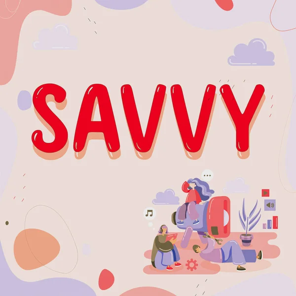 Handschrifttekst Savvy Internet Concept Met Perceptie Begrip Praktische Zaken — Stockfoto