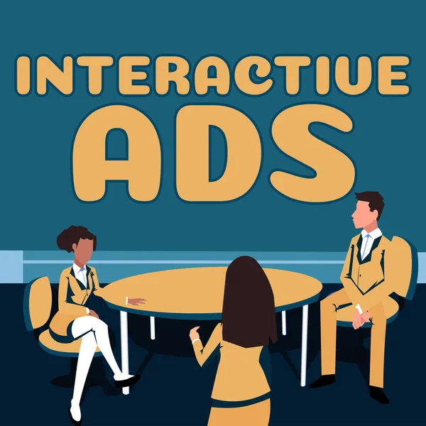 Znaki Tekstowe Pokazujące Reklamy Interaktywne Business Showcase Wykorzystuje Media Interaktywne — Zdjęcie stockowe