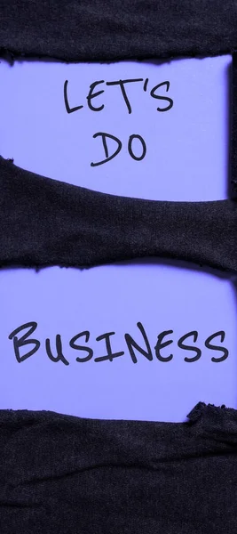 Inspiração Mostrando Sinal Vamos Fazer Negócios Ideia Negócio Vende Bens — Fotografia de Stock