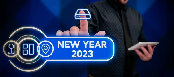 Psaní Zobrazuji Text Nový Rok 2023 Konceptuální Foto Pozdrav Oslava — Stock fotografie