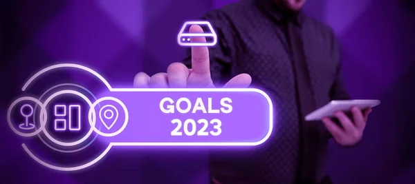Sign Weergeven Doelstellingen 2023 Business Concept Identificeren Iets Wat Wilt — Stockfoto
