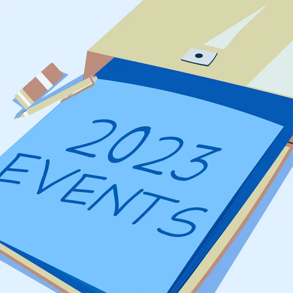 Концептуальный Дисплей 2023 События Word Written New Year Celebrations Schedule — стоковое фото