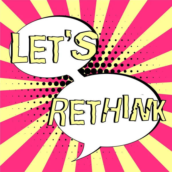 Написання Тексту Lets Rethink Business Idea Afterthought Remember Reconsider Revaluing — стокове фото