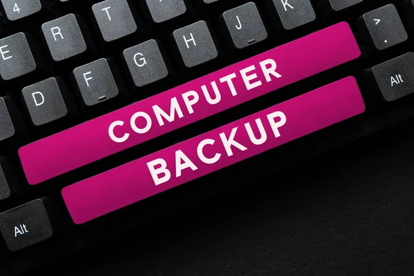 Didascalia Concettuale Computer Backup Business Mostra Atto Copiare File Dati — Foto Stock