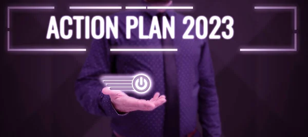 Λεζάντα Κειμένου Που Παρουσιάζει Σχέδιο Δράσης 2023 Επιχειρηματική Ιδέα Κάνουμε — Φωτογραφία Αρχείου