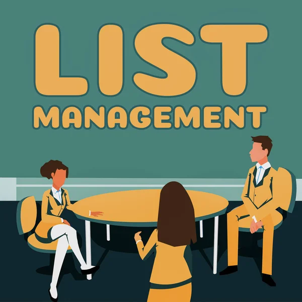 Scrittura Mano Segno List Management Business Panoramica Azienda Individuo Che — Foto Stock