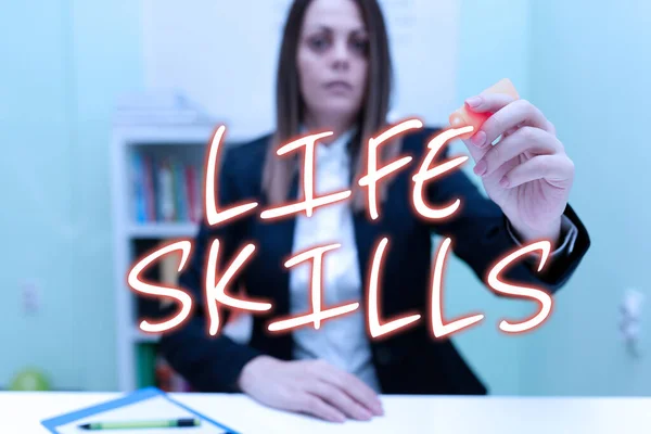 Text Bildtext Som Presenterar Life Skills Business Showcase Som Nödvändigt — Stockfoto