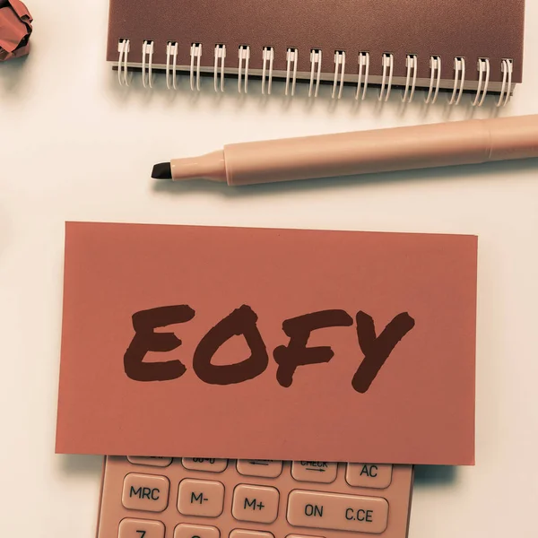 Szöveg Megjelenítése Eofy Word Mega Sale Held End Financial Year — Stock Fotó