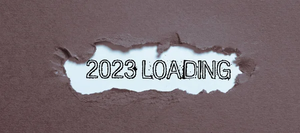 Texto Caligrafia 2023 Carregando Palavra Para Anunciar Próximo Ano Previsão — Fotografia de Stock