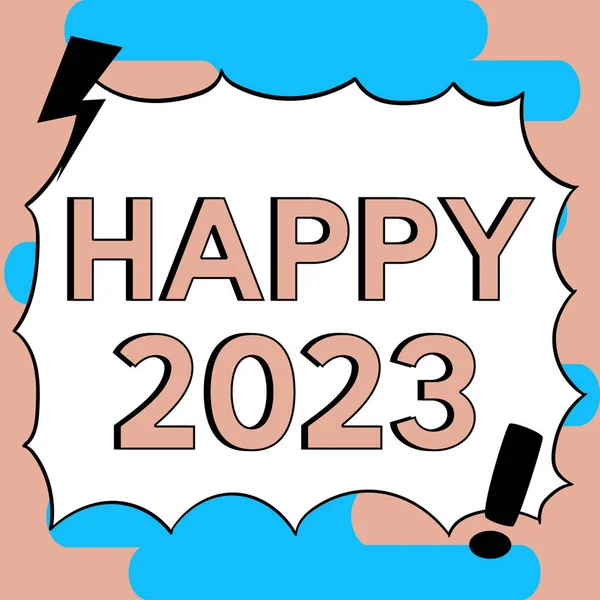 Tekstbord Met Happy 2023 Conceptuele Fotoviering Van Het Begin Van — Stockfoto