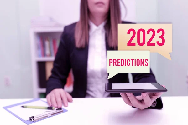 Inspiration Visar Tecken 2023 Förutsägelser Internet Konceptlista Över Saker Känner — Stockfoto