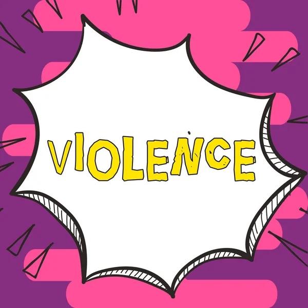 Firma Mostrando Violencia Palabra Escrito Sobre Uso Fuerza Física Para — Foto de Stock