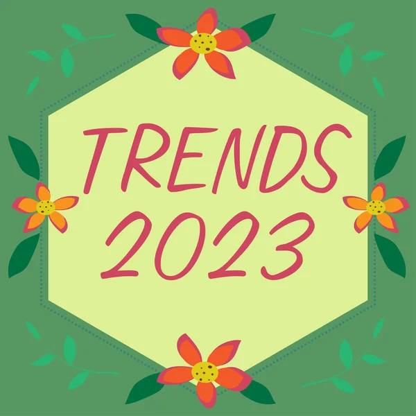 Text Caption Presenting Trends 2023 Concept Meaning Upcoming Year Prevailing — Stock Photo, Image