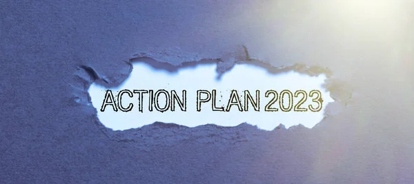 Szöveg Megjelenítése Action Plan 2023 Business Showcase List Contains Number — Stock Fotó