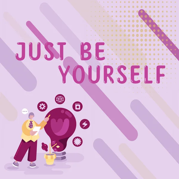 Inspiration Die Zeichen Zeigt Just Yourself Business Überblick Selbsteinstellung Selbstvertrauen — Stockfoto